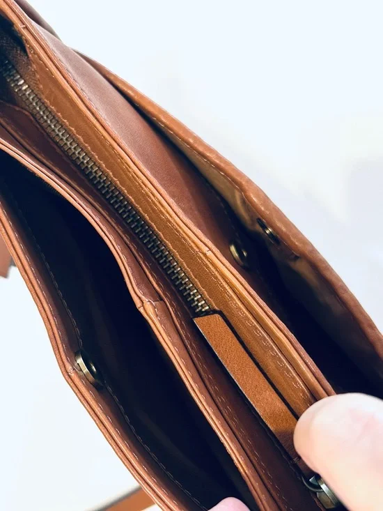 New Super Soft  Woven Leather Crossbody Bag - Tan/Brown - Picture 5 of 13